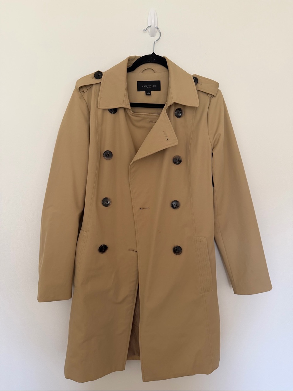 Ann Taylor Factory Tan Double-Breasted Trench Coat